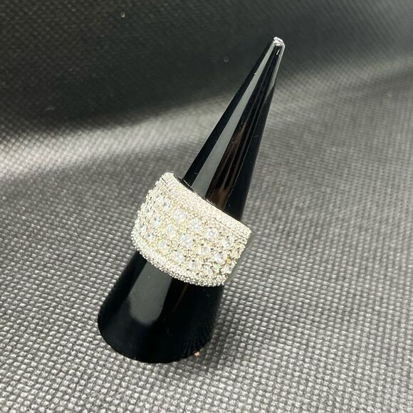 Sterling Silver 925 Pave Zirconium Statement Ring - Picture 10 of 14